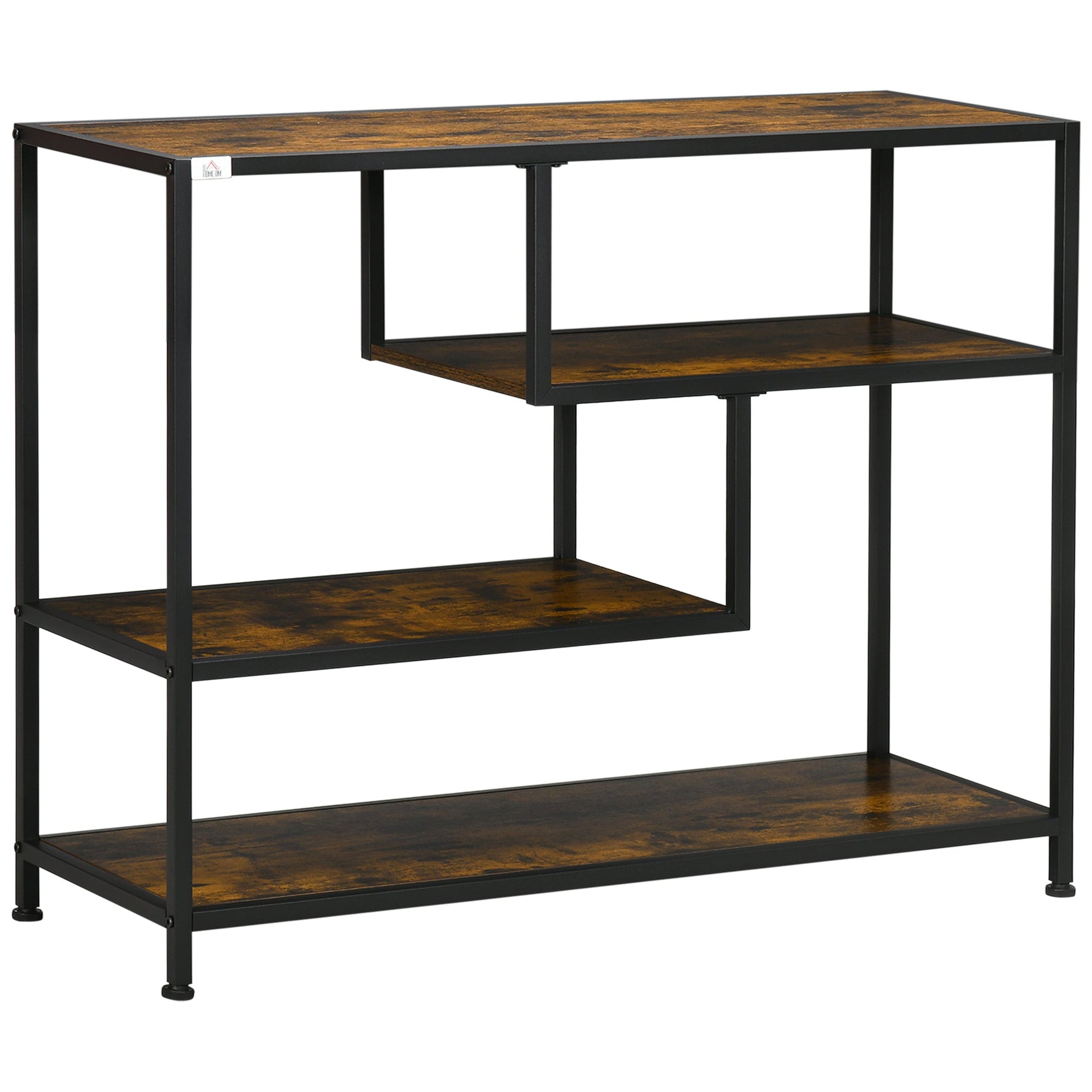 Side Table Narrow 4 Levels Anti-Tip Industrial Design Black Steel