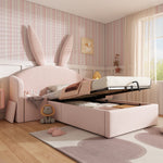 Children's Bed 90x190cm with Storage & Bedside Table, Pink Velvet