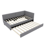 Daybed with Rollaway Bed, 90x200cm Single Sofa Bed and Lattenrost, Grey Velvet