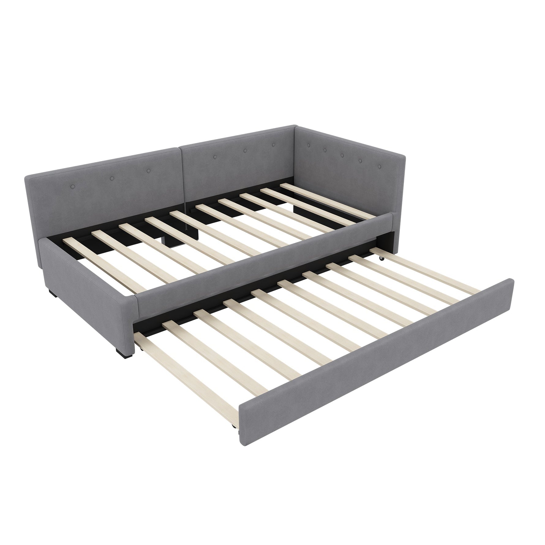 Daybed with Rollaway Bed, 90x200cm Single Sofa Bed and Lattenrost, Grey Velvet