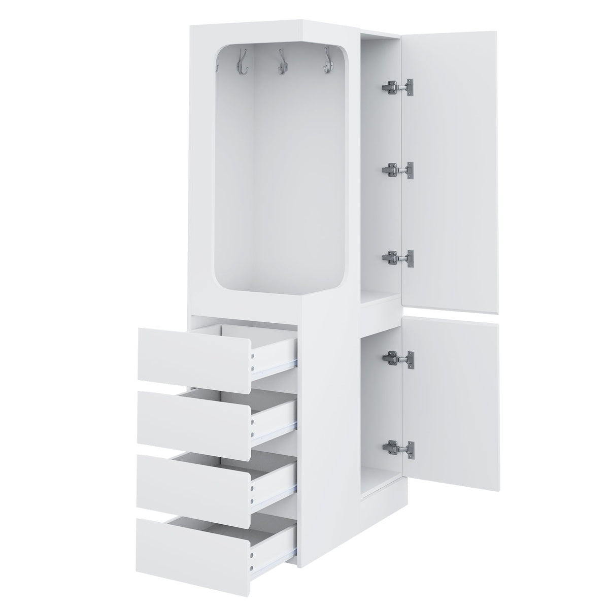 Wardrobe 70x40x170cm Drawers Storage Open Area Single Door, White