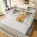 Daybed Sofa Bed with 90x200cm Storage Headboard and Extendable Bed, White
