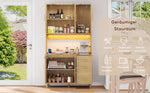 Kitchen Sideboard Buffet 183cm LED Charging Station 3 Drawers Gold Handles