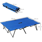 Folding Camping Bed, 2 Person with Carry Bag, 136 kg, Steel Oxford, Blue and Black
