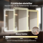 Frameless LED Bathroom Mirror 60x100cm Anti-Fog, Tempered Glass