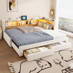 3-in-1 Sofa Bed 90x200 Extendable Daybed with LED & Drawers
