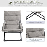 Folding Chair Lounger Removable Cushion Flexible Garden/Camping Steel Grey