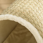PawHut Cat Cave with Shelf Bed Scratching Pad, Pinewood Flannel, Khaki Natural & Beige