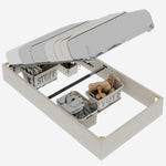 Modern Minimalist Bed Frame, Gas Lift Piston, 90x200cm, Beige Dutch Velvet