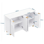 Sideboard with Four Molded Doors and Adjustable Shelves, Wood and Metal