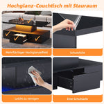 Two-tier Coffee Table 16-Color LED Light High-Gloss Storage Black