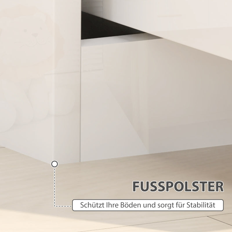 Bedside Table, 2 Drawers, 40 x 40 x 48 cm, High Gloss White