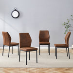 Dining Chairs Set of 4, Lightweight Luxury Style with Tech Fabric and Metal Legs, Brown and Black