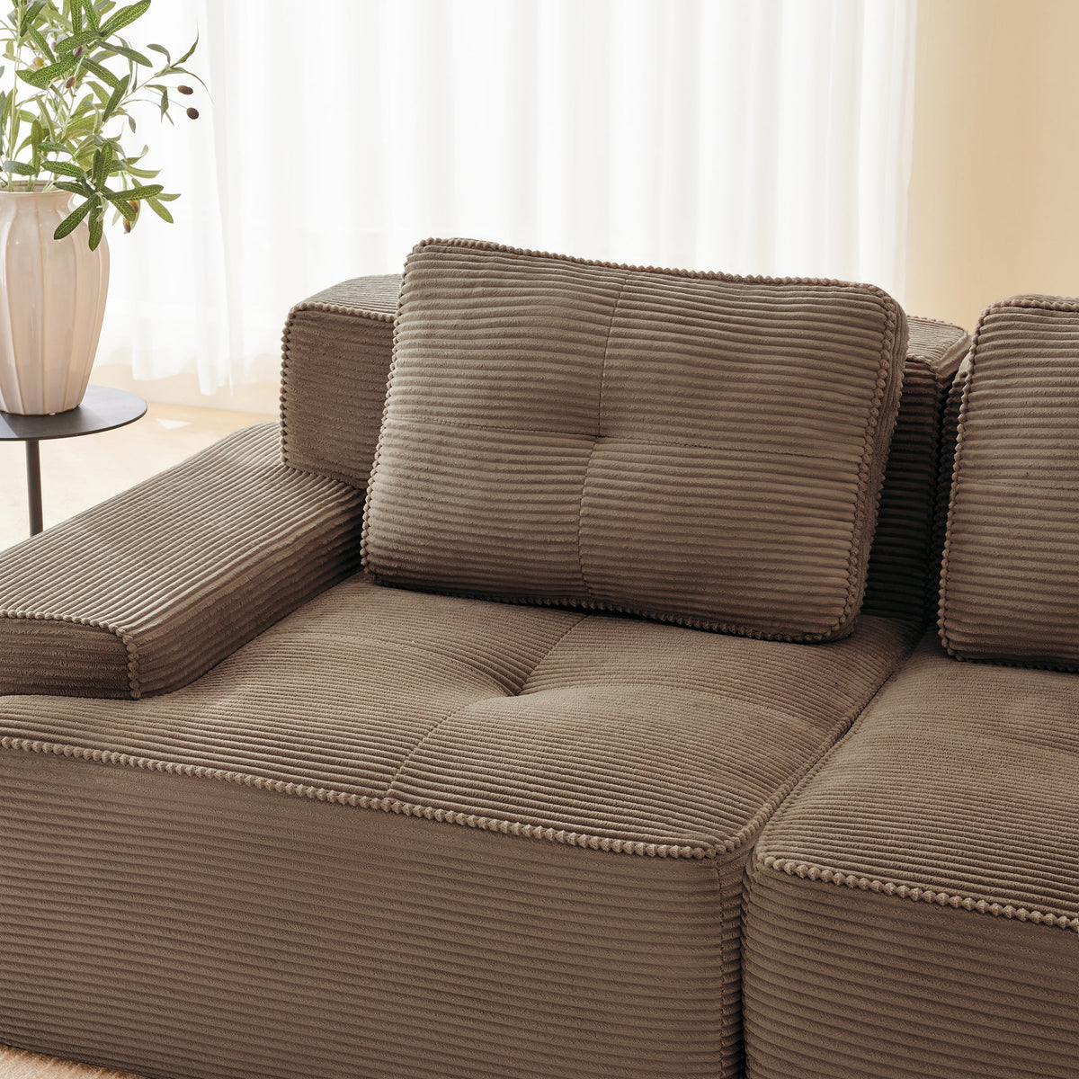 Cloud Modular Sofa U-Shaped Ottoman 2-Seater Deep Seat - Corduroy Brown