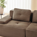 Boneless Modular Sofa L-Shaped Corduroy Sleeper with Ottoman - Brown