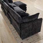 Cloud Sofa 3 Seater Modern Sectional Couch with Double Layer Upholstered Cushion, Black Chenille Fabric
