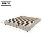 Upholstered Bed 180x200cm LED Floating Frame Storage, Beige