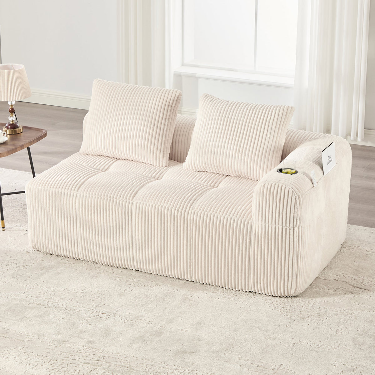 Two-Seater Sofa Storage Pocket Drink Holder - Corduroy