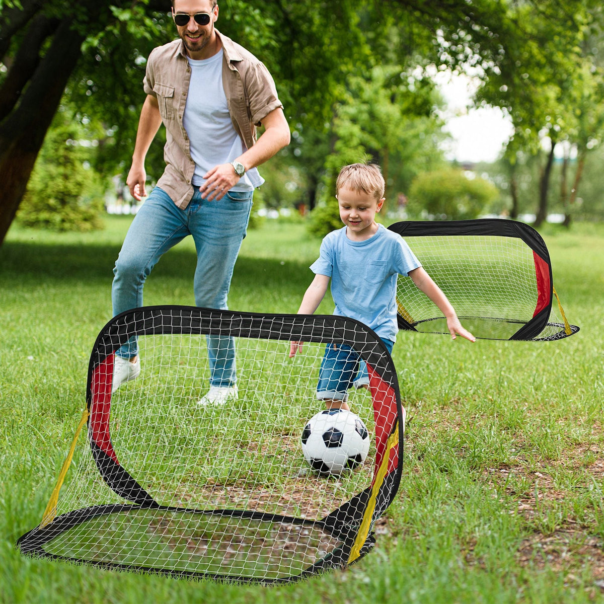 Football Goals, Foldable Mini, Net, Polyester, Black