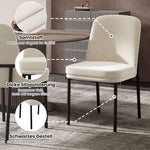 Dining Chairs Set of 4 Thickened Cushions Metal Legs Black Frame - Velvet Beige