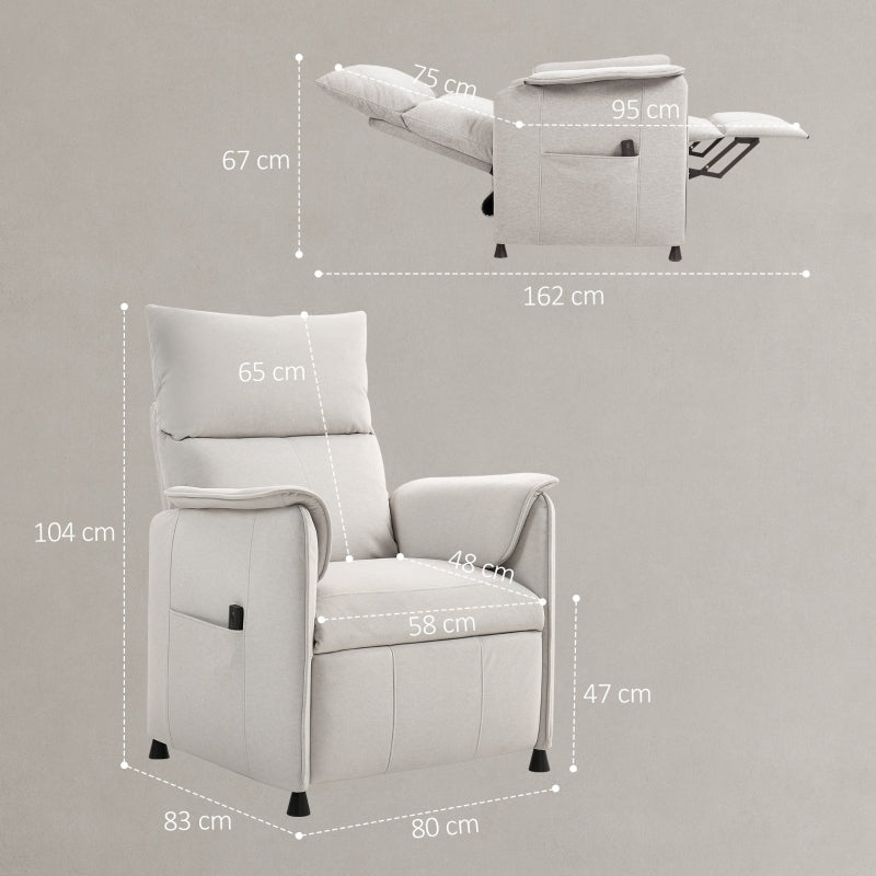 Electric Recliner Chair, Memory Function, Quiet, Adjustable, Pet-Friendly Faux Velvet, Cream