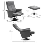 Electric Recliner Chair with Footstool, Reclining Function, Vibration Massage, Remote Control, Linen Look Dark Gray