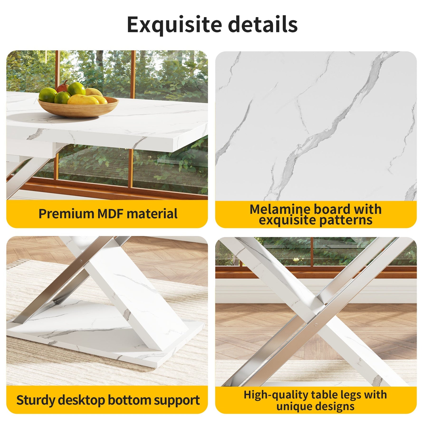 Extendable Dining Table 118-157cm Cross Legs