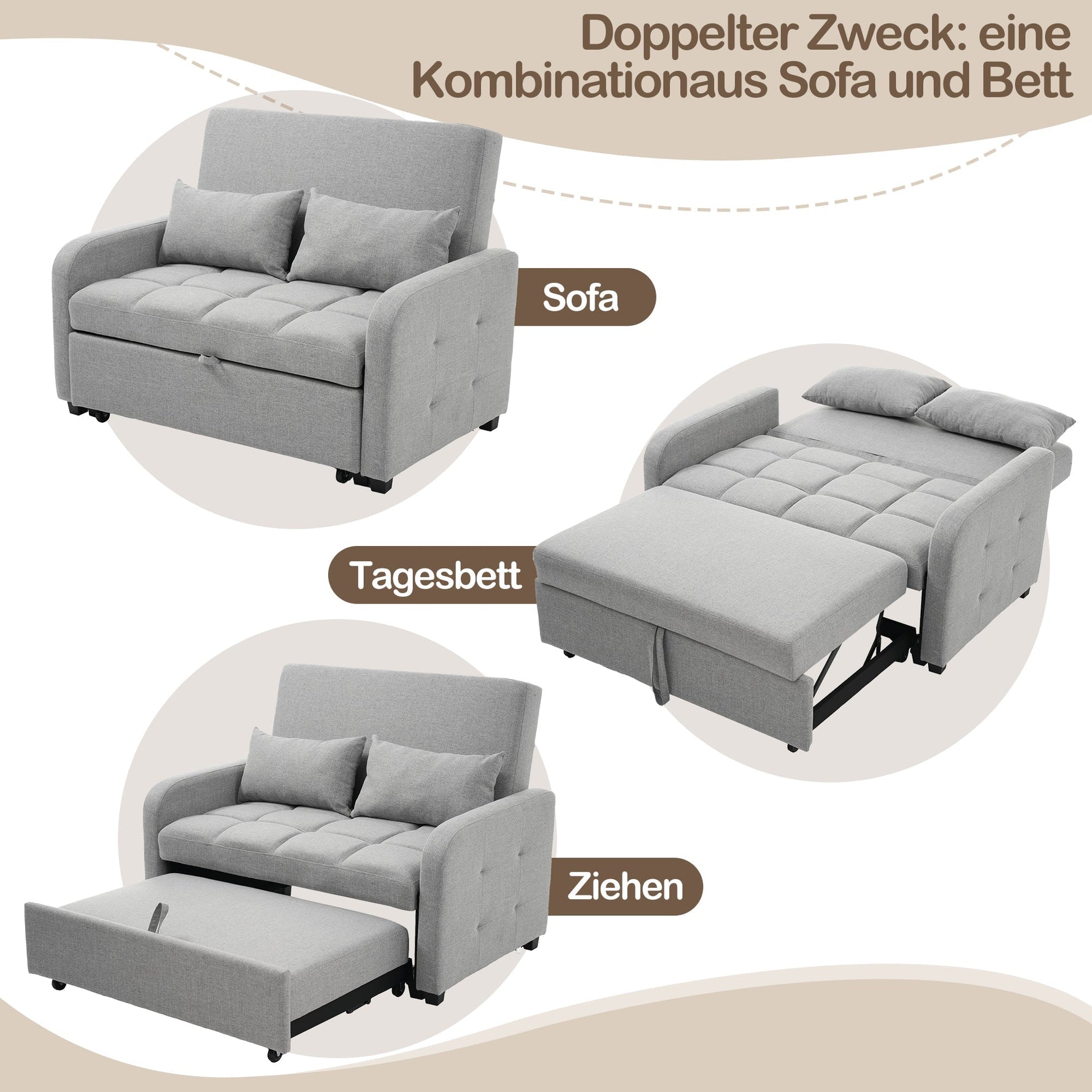 Sofa Bed, Multifunctional Folding Adjustable Backrest 180x127cm
