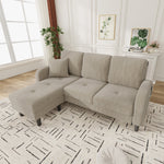 L-shaped Corner Sofa with Chaise Longue, 3-Seater Modular Design, Corduroy Fabric