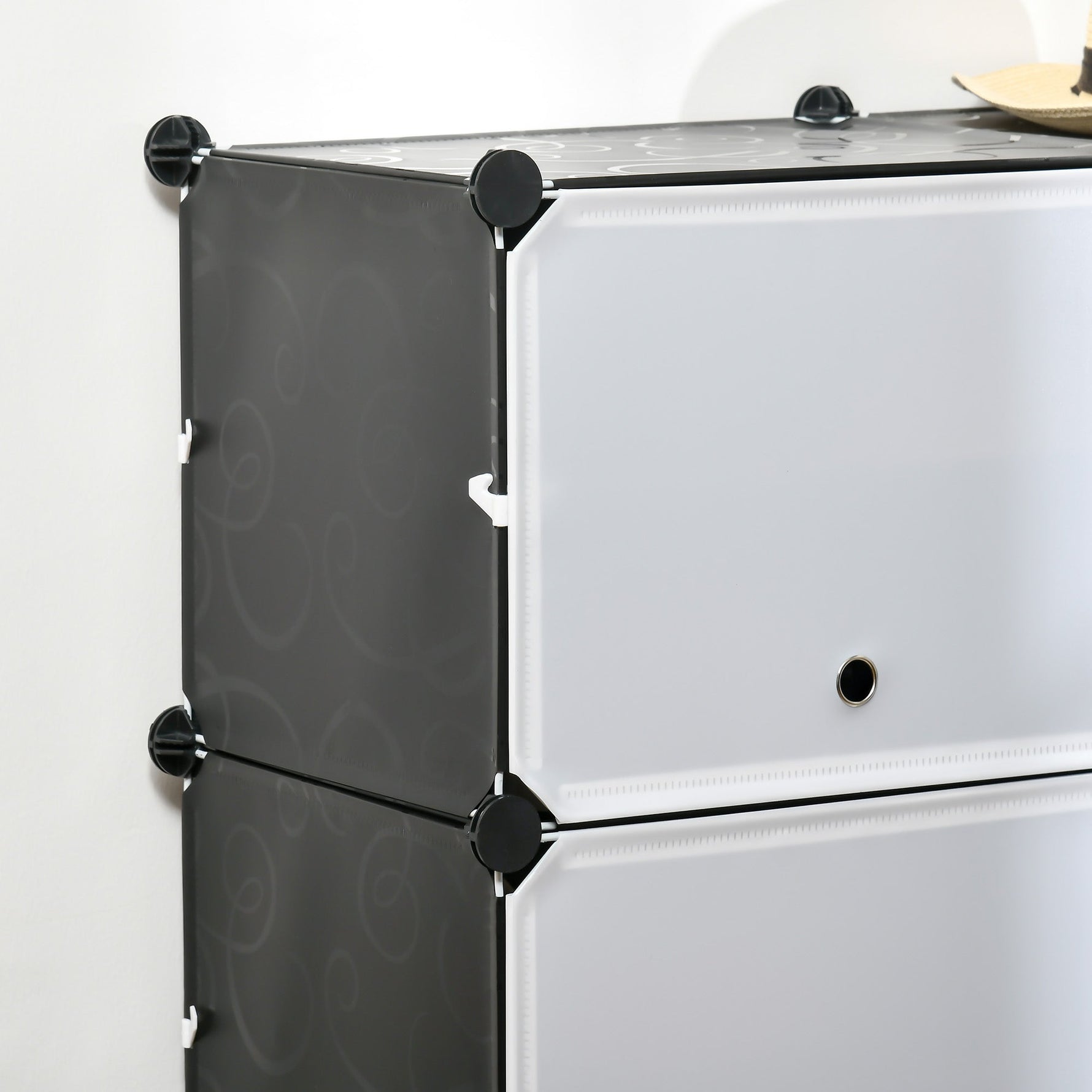 Shoe Cabinet Storage Box 12 Cubes DIY Plastic Steel Black+White