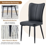 Dining Chair Modern Minimalist PU Leather Back Metal Legs - Black