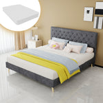 Modern Minimalist Soft Bed with 160x200cm Mattress, Gray