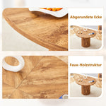 Round Dining Set 100cm Table 4 Faux Leather Chairs - Wood Look/Black
