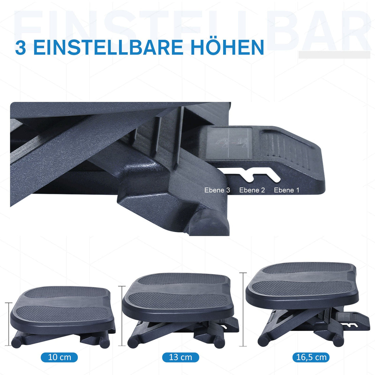 Footrest, 3 Heights Adjustable, HIPS Black