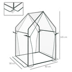 Foil Greenhouse, Double Doors Windproof 90x90x145cm, Transparent PE