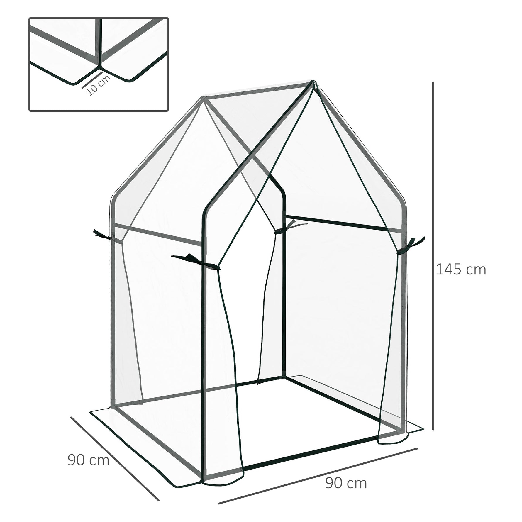 Foil Greenhouse, Double Doors Windproof 90x90x145cm, Transparent PE