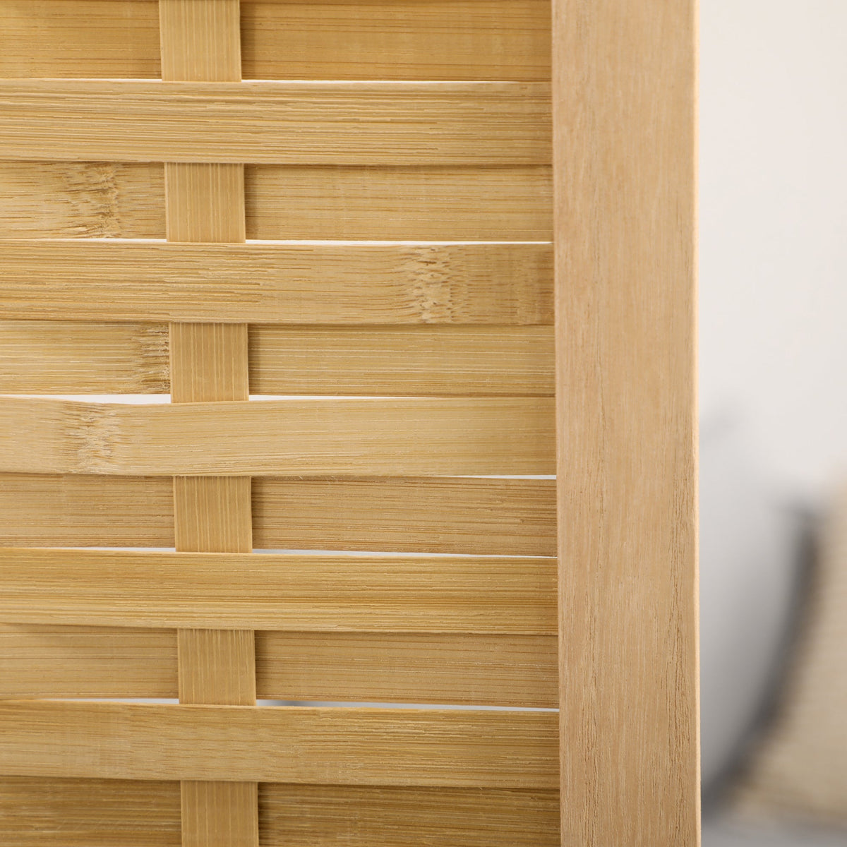 Room Divider/Screen, 3-Panel Foldable Privacy Screen 120x170cm, Bamboo Natural Finish