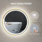 Bathroom Mirror with LED, Anti-Fog, Touch Control, Round