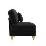 Windsor Armless Cloud Sofa with Chenille Fabric and 1 Cushion, Black