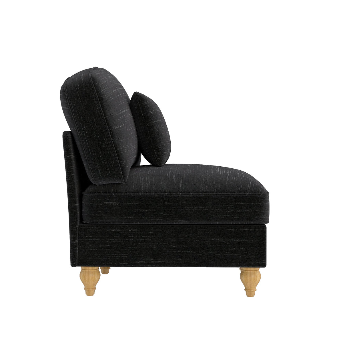 Windsor Armless Cloud Sofa with Chenille Fabric and 1 Cushion, Black