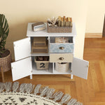 Chest of Drawers Storage Cabinet, 2 Drawers 3 Compartments, Anti-tip, White