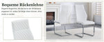 Dining Chair Set of 2 with High Backrest and Padded Seat, White PU Leather and Silver Metal