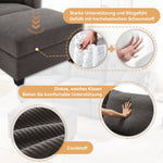 L-shaped Corner Sofa, Convertible 3-Seater with Footstool, Cup Holder, USB Charger, Armrest Storage, Dark Gray