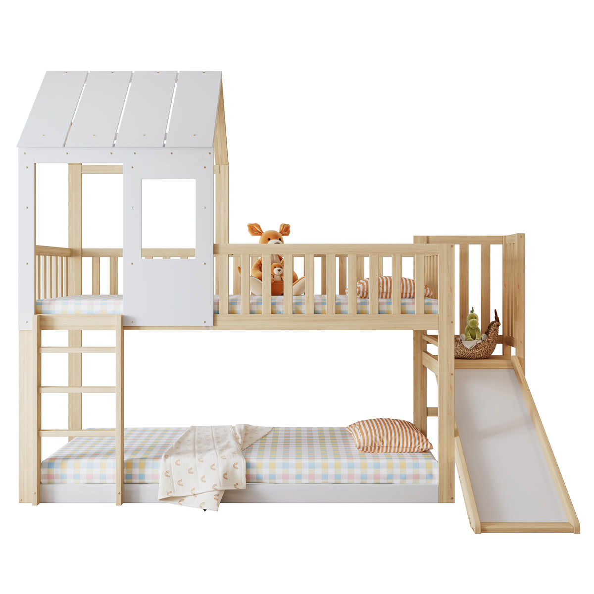 Children's Bed with Roof Design & 2 Drawers - 90x200cm, Wood & MDF