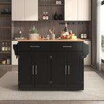 Serving Trolley 120cm Folding Tabletop Casters Wood Legs Black