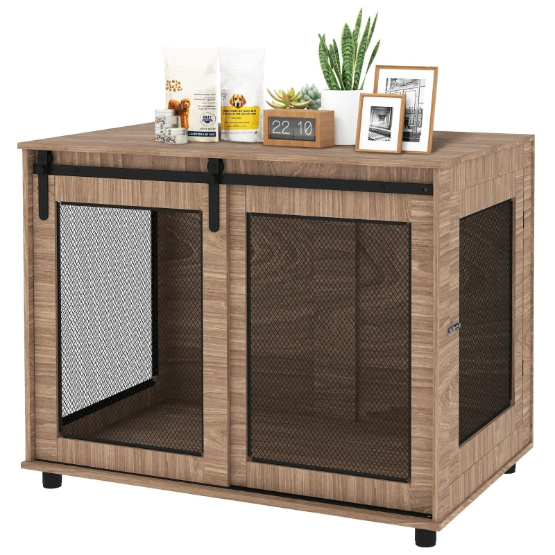Dog Crate, Transport Box, Lockable, Light Brown