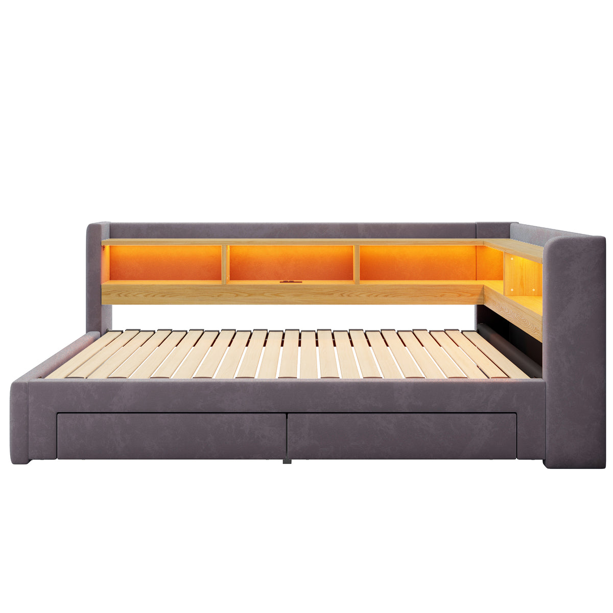 3-in-1 Sofa Daybed 90x200cm Extendable with LED & Drawers