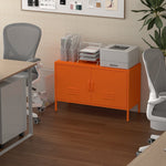 Locker Cabinet Metal Storage TV Stand with 2 Doors Orange