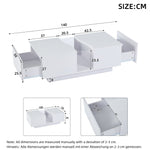Modern LED Coffee Table, 2 Drawers 100x50x35cm, White High-Gloss MDF