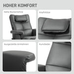 Recliner Chair with Reclining Function, Massage, Stool, Faux Leather, Dark Grey